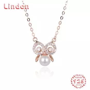 Линдон Стерлингового Серебра 925 Классическое Женское Ожерелье Кулон Циркон Модный Подарок розового золота