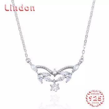 Линдон Стерлингового Серебра 925 Классическое Женское Ожерелье Кулон Циркон Модный Подарок серебряный