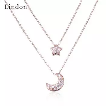 Линдон Стерлингового Серебра 925 Классическое Женское Ожерелье Кулон Циркон Модный Подарок розового золота