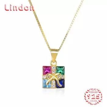 Линдон Стерлингового Серебра 925 Классическое Женское Ожерелье Кулон Циркон Модный Подарок золотой