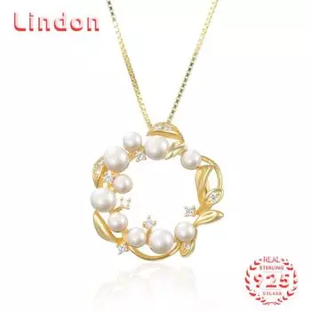 Линдон Стерлингового Серебра 925 Классическое Женское Ожерелье Кулон Циркон Модный Подарок золотой