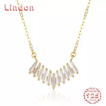 Линдон Стерлингового Серебра 925 Классическое Женское Ожерелье Кулон Циркон Модный Подарок золотой