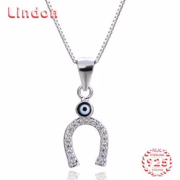 Линдон Стерлингового Серебра 925 Классическое Женское Ожерелье Кулон Циркон Модный Подарок чёрный