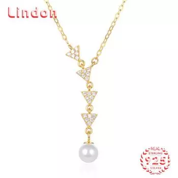 Линдон Стерлингового Серебра 925 Классическое Женское Ожерелье Кулон Циркон Модный Подарок золотой