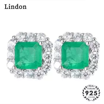 Линдон стерлингового серебра 925 пробы циркон геометрические серьги женские винтажные украшения нежные серьги-гвоздики женский подарок на годовщину зелёный