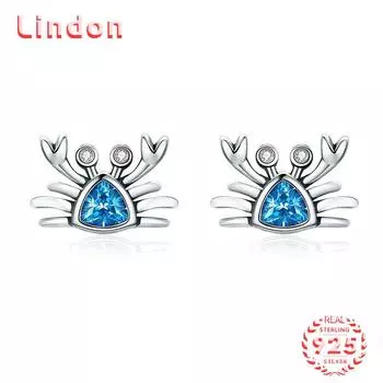 Линдон стерлингового серебра 925 пробы циркон серьги серьги для женщин подарки на свадьбу синий