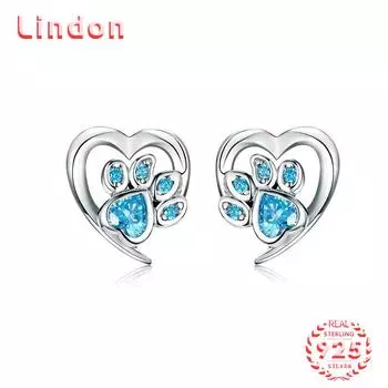 Линдон стерлингового серебра 925 пробы циркон серьги серьги для женщин подарки на свадьбу синий