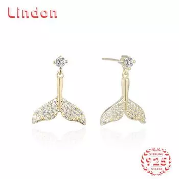 Линдон стерлингового серебра 925 пробы циркон серьги серьги для женщин подарки на свадьбу золотой