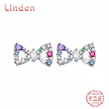 Линдон стерлингового серебра 925 пробы циркон серьги серьги для женщин подарки на свадьбу разноцветный
