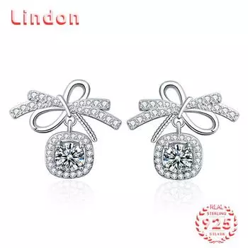 Линдон стерлингового серебра 925 пробы муассанит циркон серьги серьги-капли для женщин подарки на свадьбу 0.5CT серебряный