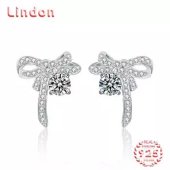 Линдон стерлингового серебра 925 пробы муассанит циркон серьги серьги-капли для женщин подарки на свадьбу 0.5CT серебряный