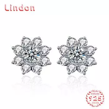 Линдон стерлингового серебра 925 пробы муассанит циркон серьги серьги-капли для женщин подарки на свадьбу 0.5CT серебряный