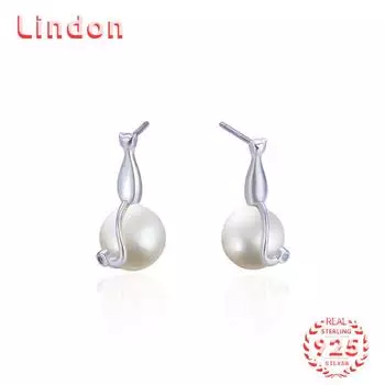 Линдон стерлингового серебра 925 пробы синтетический жемчуг серьги серьги-капли для женщин подарки на свадьбу серебряный