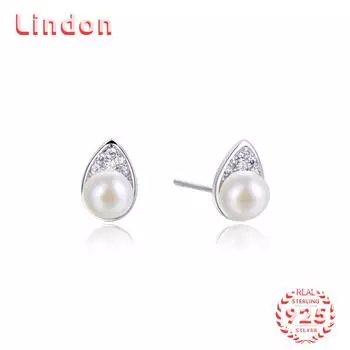Линдон стерлингового серебра 925 пробы синтетический жемчуг серьги серьги-капли для женщин подарки на свадьбу серебряный