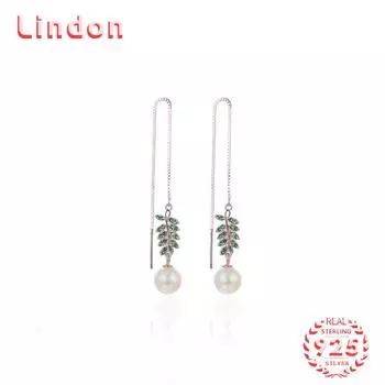 Линдон стерлингового серебра 925 пробы синтетический жемчуг серьги серьги-капли для женщин подарки на свадьбу