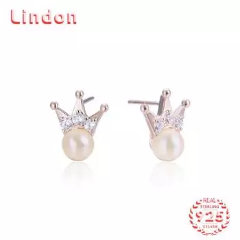 Линдон стерлингового серебра 925 пробы синтетический жемчуг серьги серьги-капли для женщин подарки на свадьбу розового золота