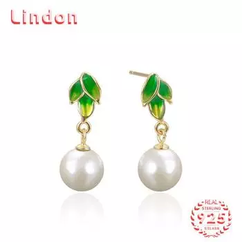 Линдон стерлингового серебра 925 пробы синтетический жемчуг серьги серьги-капли для женщин подарки на свадьбу
