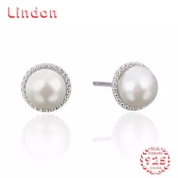 Линдон стерлингового серебра 925 пробы синтетический жемчуг серьги серьги-капли для женщин подарки на свадьбу серебряный