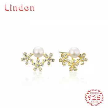 Линдон стерлингового серебра 925 пробы синтетический жемчуг серьги серьги-капли для женщин подарки на свадьбу золотой