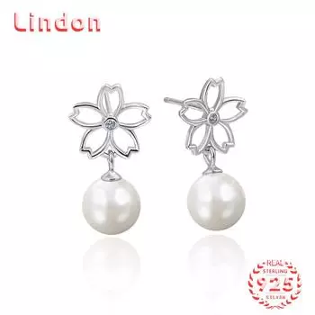 Линдон стерлингового серебра 925 пробы синтетический жемчуг серьги серьги-капли для женщин подарки на свадьбу серебряный