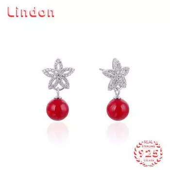 Линдон стерлингового серебра 925 пробы синтетический жемчуг серьги серьги-капли для женщин подарки на свадьбу