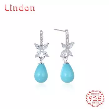 Линдон стерлингового серебра 925 пробы синтетический жемчуг серьги серьги-капли для женщин подарки на свадьбу
