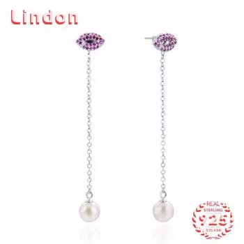 Линдон стерлингового серебра 925 пробы синтетический жемчуг серьги серьги-капли для женщин подарки на свадьбу