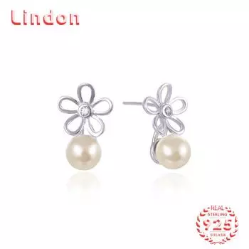 Линдон стерлингового серебра 925 пробы синтетический жемчуг серьги серьги-капли для женщин подарки на свадьбу серебряный