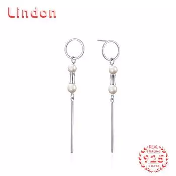 Линдон стерлингового серебра 925 пробы синтетический жемчуг серьги серьги-капли для женщин подарки на свадьбу серебряный
