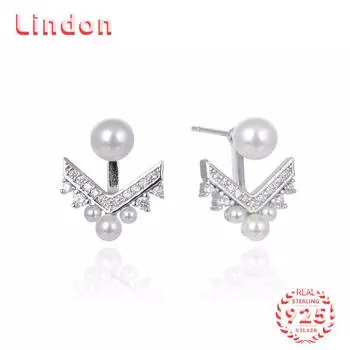 Линдон стерлингового серебра 925 пробы синтетический жемчуг серьги серьги-капли для женщин подарки на свадьбу серебряный