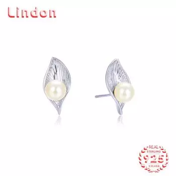 Линдон стерлингового серебра 925 пробы синтетический жемчуг серьги серьги-капли для женщин подарки на свадьбу серебряный