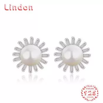 Линдон стерлингового серебра 925 пробы синтетический жемчуг серьги серьги-капли для женщин подарки на свадьбу серебряный