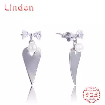 Линдон стерлингового серебра 925 пробы синтетический жемчуг серьги серьги-капли для женщин подарки на свадьбу серебряный