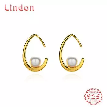 Линдон стерлингового серебра 925 пробы синтетический жемчуг серьги серьги-капли для женщин подарки на свадьбу серебряный