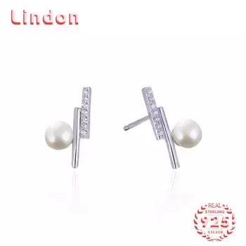 Линдон стерлингового серебра 925 пробы синтетический жемчуг серьги серьги-капли для женщин подарки на свадьбу серебряный