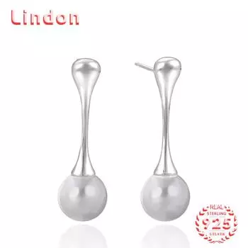 Линдон стерлингового серебра 925 пробы синтетический жемчуг серьги серьги-капли для женщин подарки на свадьбу серебряный