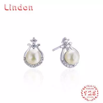 Линдон стерлингового серебра 925 пробы синтетический жемчуг серьги серьги-капли для женщин подарки на свадьбу серебряный