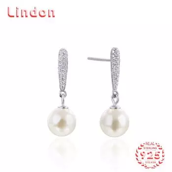 Линдон стерлингового серебра 925 пробы синтетический жемчуг серьги серьги-капли для женщин подарки на свадьбу серебряный