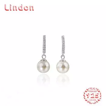 Линдон стерлингового серебра 925 пробы синтетический жемчуг серьги серьги-капли для женщин подарки на свадьбу серебряный