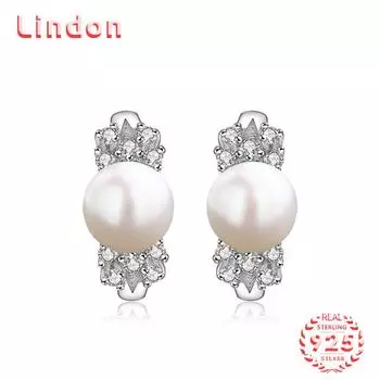 Линдон стерлингового серебра 925 пробы синтетический жемчуг серьги серьги-капли для женщин подарки на свадьбу серебряный