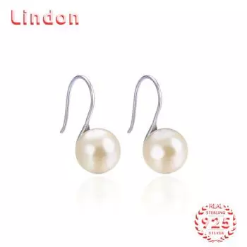 Линдон стерлингового серебра 925 пробы синтетический жемчуг серьги серьги-капли для женщин подарки на свадьбу серебряный