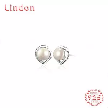 Линдон стерлингового серебра 925 пробы синтетический жемчуг серьги серьги-капли для женщин подарки на свадьбу белый