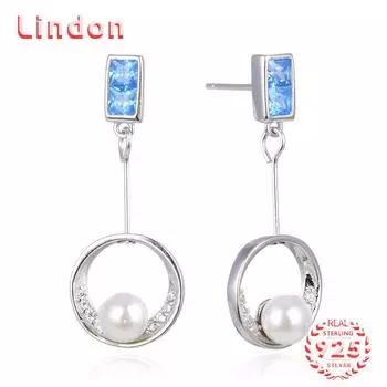 Линдон стерлингового серебра 925 пробы синтетический жемчуг серьги серьги-капли для женщин подарки на свадьбу серебряный