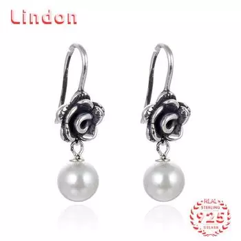 Линдон стерлингового серебра 925 пробы синтетический жемчуг серьги серьги-капли для женщин подарки на свадьбу