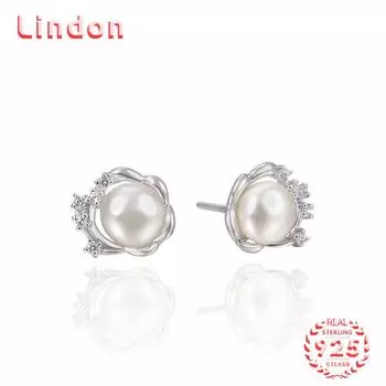Линдон стерлингового серебра 925 пробы синтетический жемчуг серьги серьги-капли для женщин подарки на свадьбу серебряный