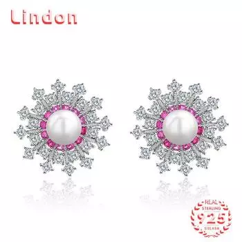 Линдон стерлингового серебра 925 пробы синтетический жемчуг серьги серьги-капли для женщин подарки на свадьбу серебряный
