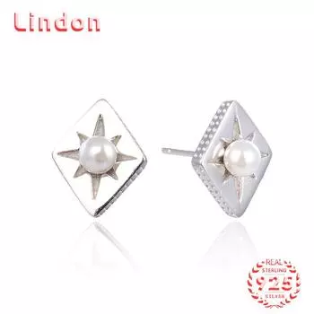 Линдон стерлингового серебра 925 пробы синтетический жемчуг серьги серьги-капли для женщин подарки на свадьбу серебряный