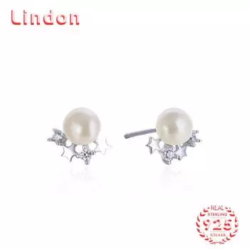 Линдон стерлингового серебра 925 пробы синтетический жемчуг серьги серьги-капли для женщин подарки на свадьбу серебряный