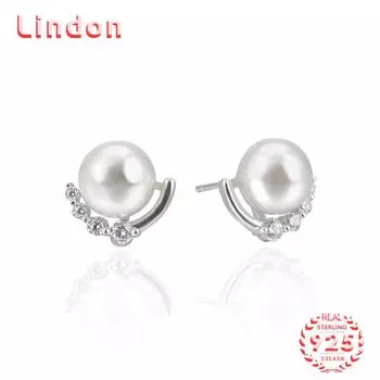 Линдон стерлингового серебра 925 пробы синтетический жемчуг серьги серьги-капли для женщин подарки на свадьбу серебряный