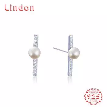 Линдон стерлингового серебра 925 пробы синтетический жемчуг серьги серьги-капли для женщин подарки на свадьбу серебряный